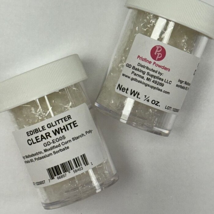 White Edible Glitter Flakes  1/4 oz