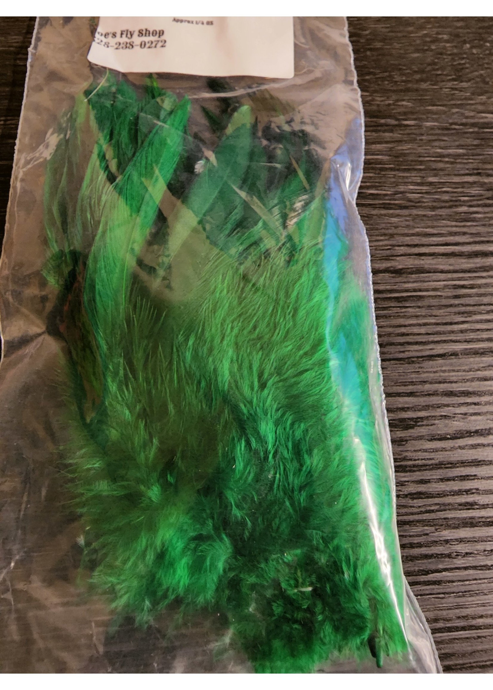 Strung Rooster Saddle, Dyed Kelly Green  1/4OZ