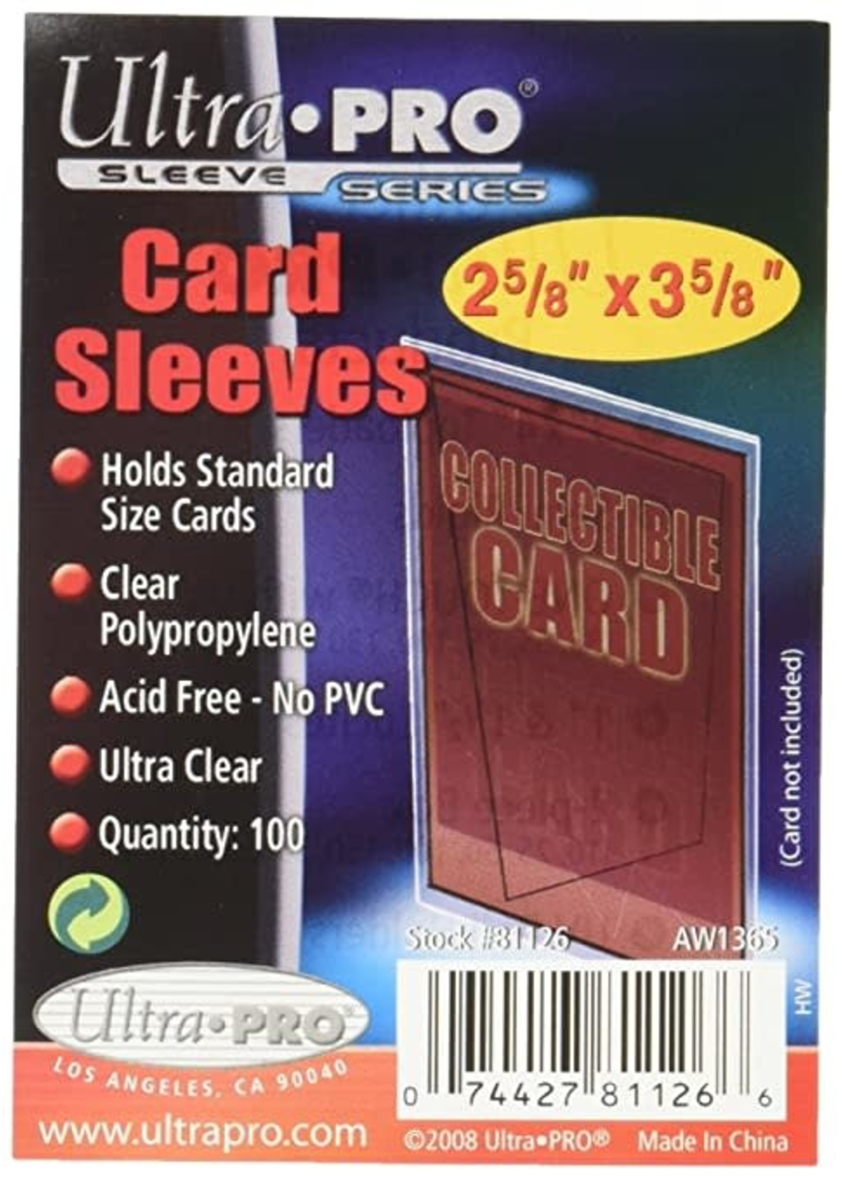 Ultra Pro 2 5/8 x 3 5/8 Card Soft Sleeves