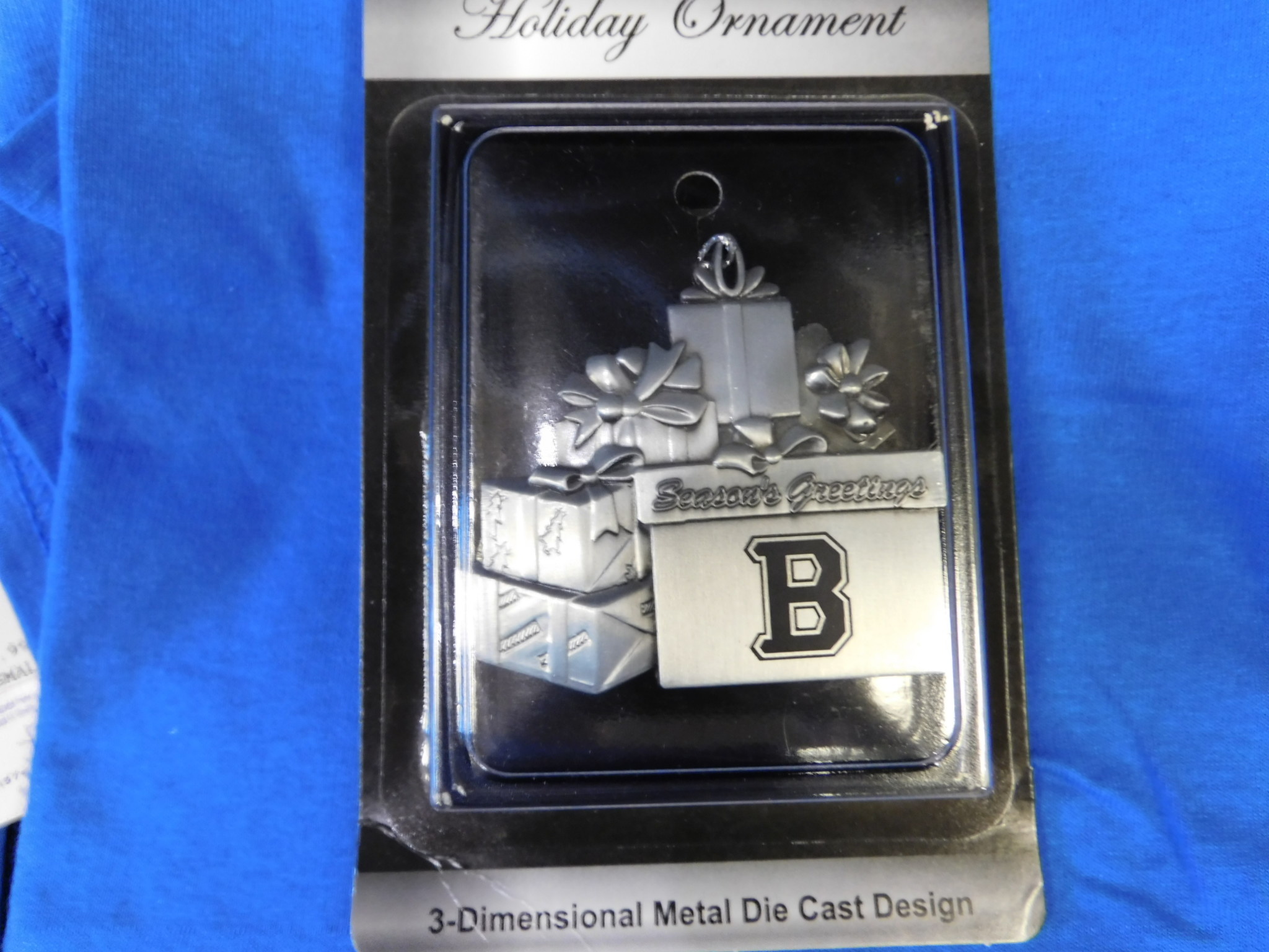 LXG Pewter Present Ornament