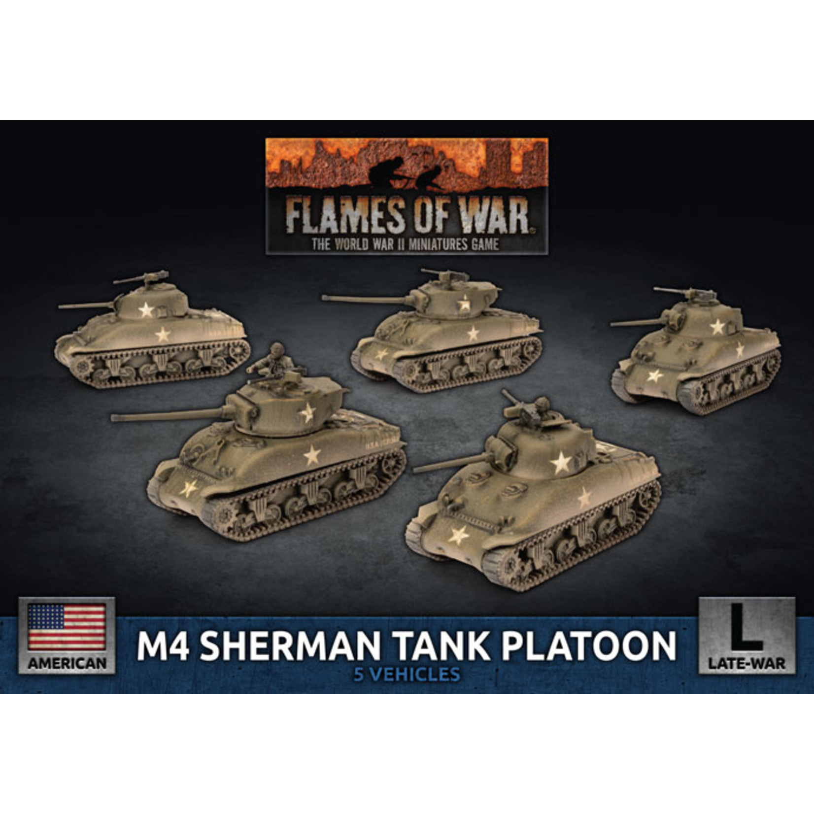 Flames of War Flames of War: American M4 Sherman Tank Platoon (Late War x5 Tanks Plastic)