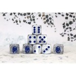 Conquest City States Faction Dice on Gray swirl Dice