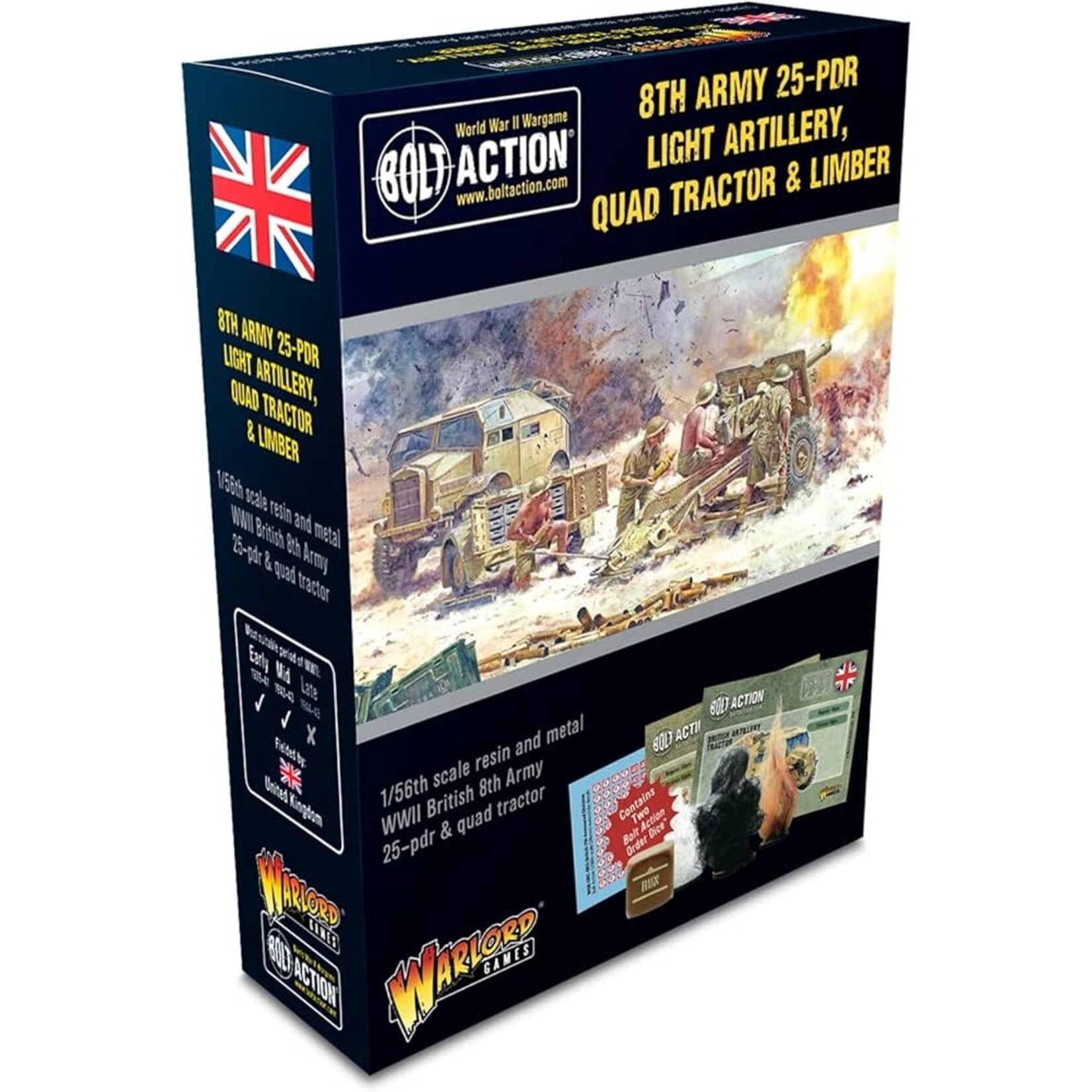 Warlord Games Bolt Action: 8th Army 25-pdr Light Artillery, Quad Tractor & Limber (British)