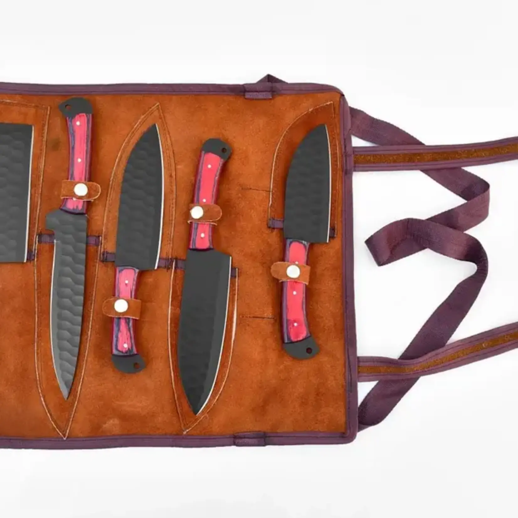 Titan International Knives 5 Piece Knife Set with Leather Carry Bag