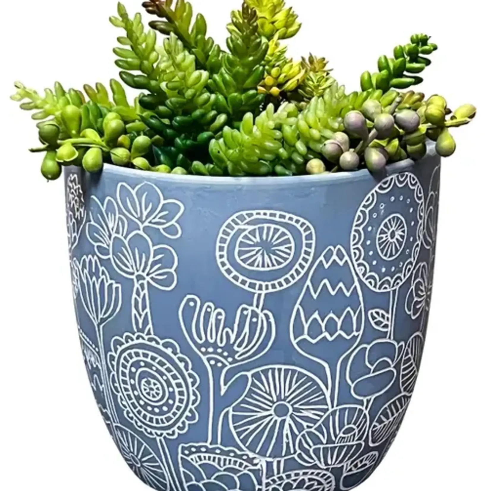 Streamline Large Floral Engraved Planter