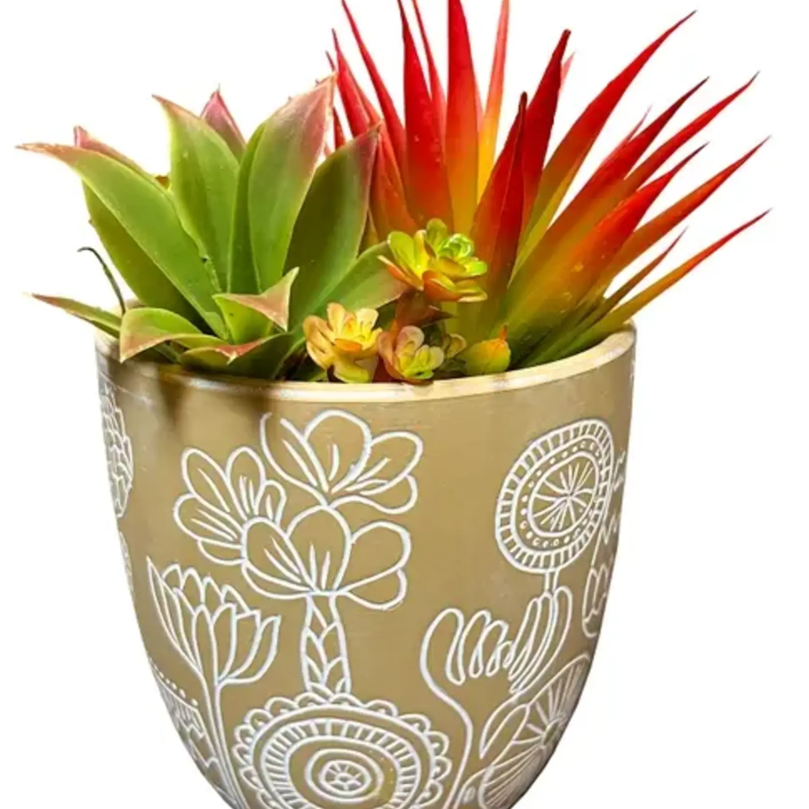 Streamline Medium Floral Engraved Planter