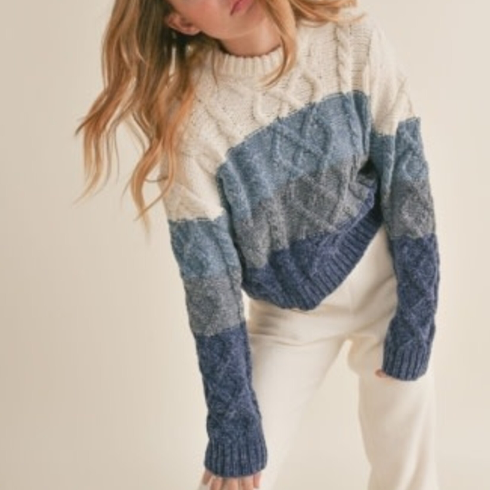 Sadie & Sage TWEEN SHADES OF COOL CHENILLE SWEATER