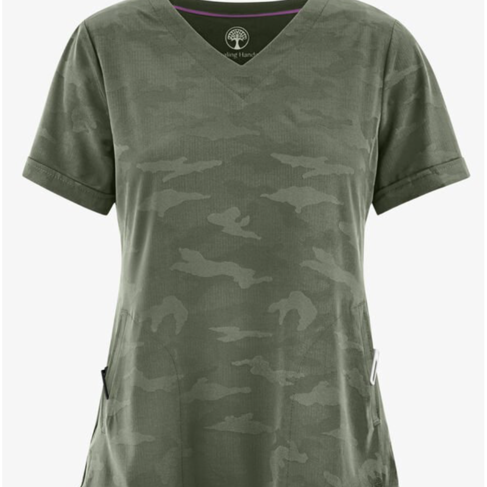 Healing Hands Joy Camo Women's 3 Pocket V Neck Scrub Top