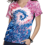 Koi Happiness Women's Reform Ombre Groovy Floral Print Scrub Top