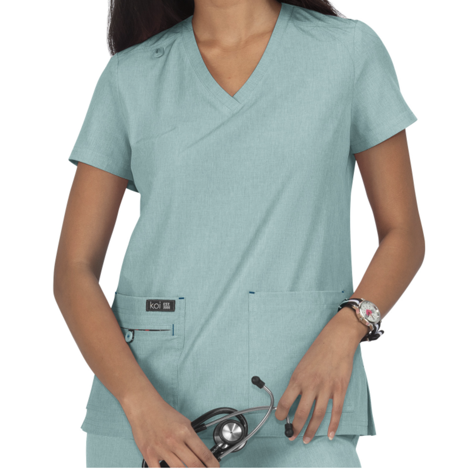 Koi Happiness Becca Solid Scrub Top