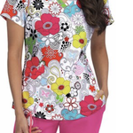 Koi Happiness Doll Print Scrub Top