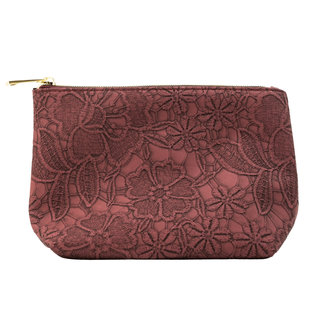 Burgundy Lace Cosmetic Bag