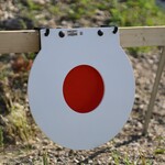 ENGAGE PRECISION ENGAGE PRECISION AR500 STEEL RIFLE REACTIVE BULLSEYE TARGET, 3/8”, 20” W/ 8” BULL, WHITE/ORANGE