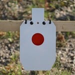ENGAGE PRECISION ENGAGE PRECISION AR500 STEEL RIFLE REACTIVE CENTER MASS TARGET, 3/8”, 2/3 SIZE IPSC W/ 4” CENTER, WHITE/ORANGE