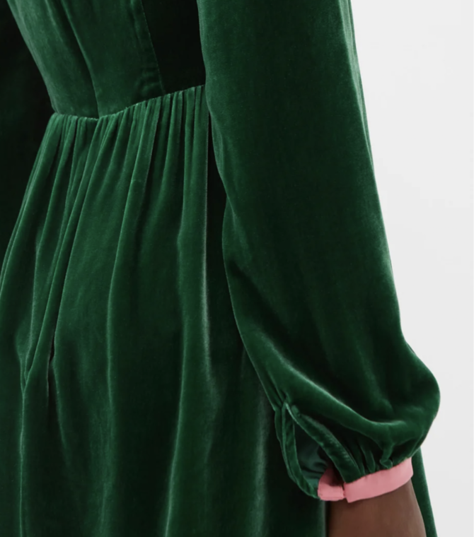 Saloni Green and Pink Velvet Dress