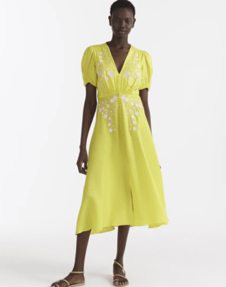 Saloni Lea Dress Dotty Stamped Satin Dress