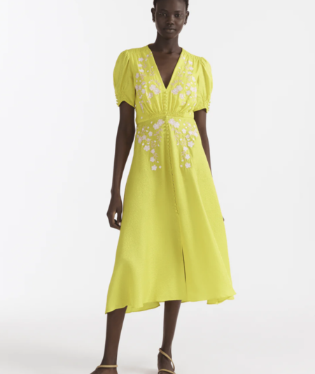 Saloni Lea Dress Dotty Stamped Satin Dress