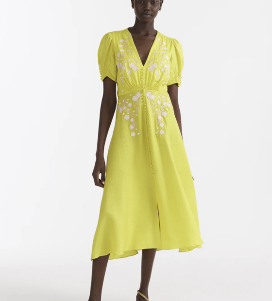 Saloni Lea Dress Dotty Stamped Satin Dress