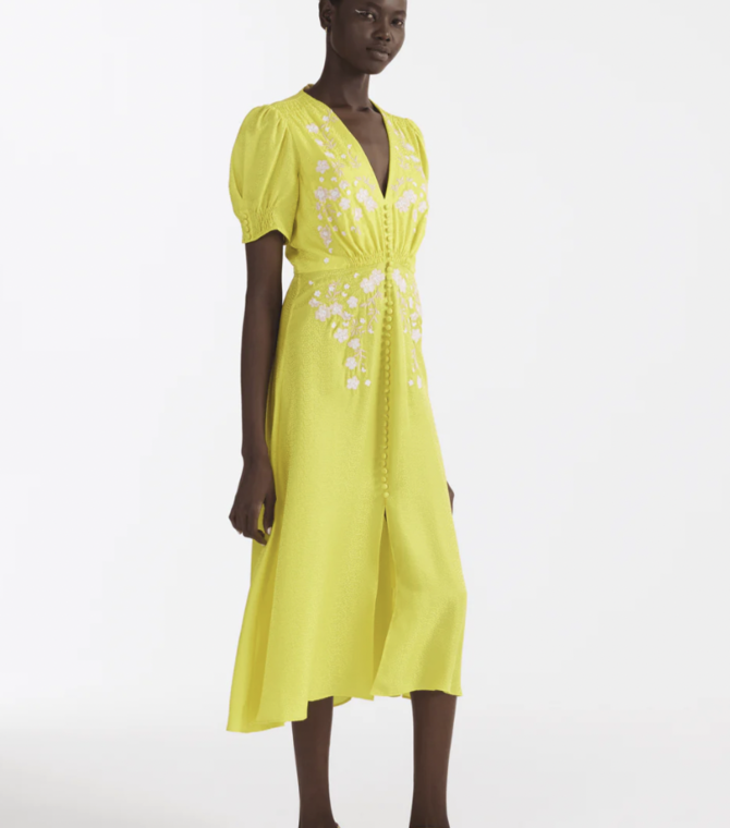 Saloni Lea Dress Dotty Stamped Satin Dress