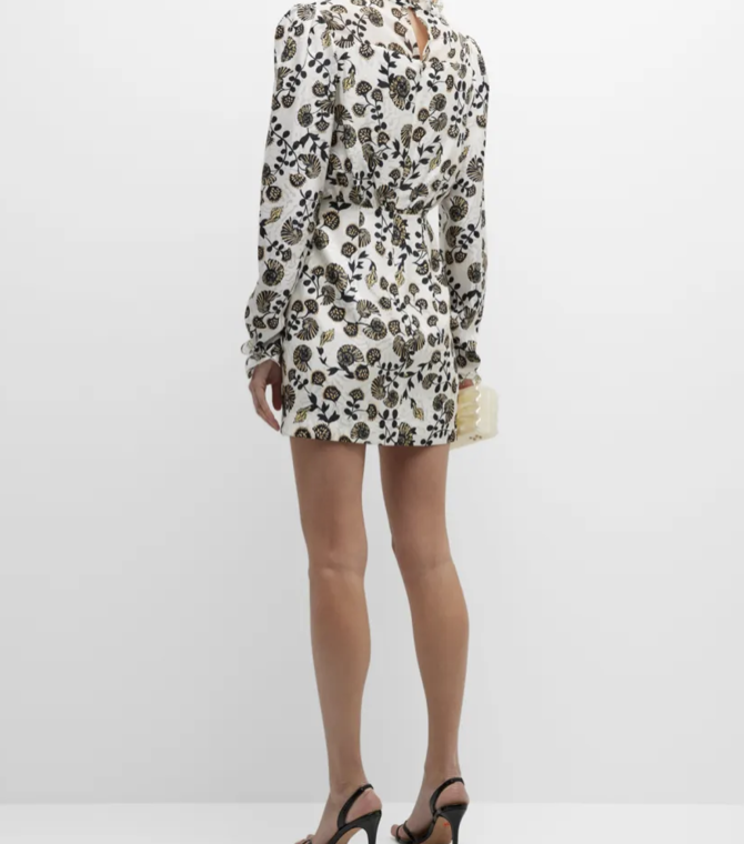 Saloni Rina-B Dress Sea Stamped Dress