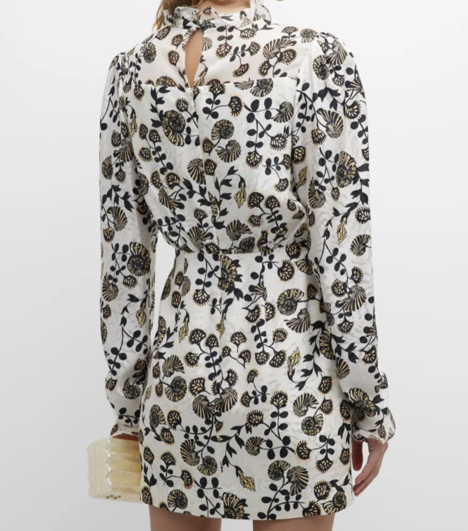 Saloni Rina-B Dress Sea Stamped Dress