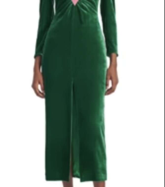 Saloni Green and Pink Velvet Dress