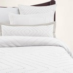 Colton Duvet, White with Natural Stitch, King