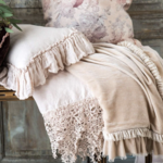 Bella Notte Linen Flat Sheet with Frida Lace