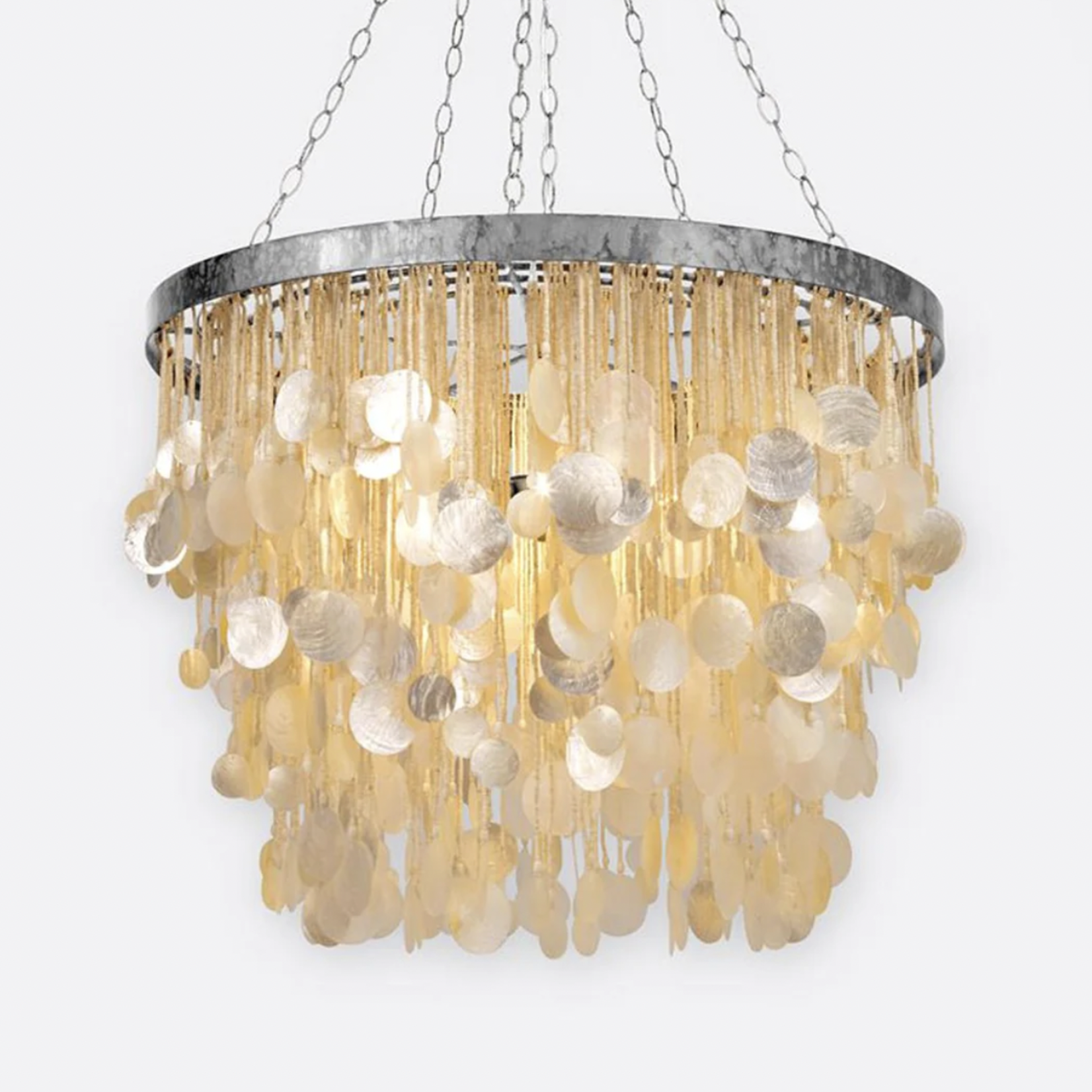 Made Goods Henry Chandelier, Natural/Silver, Capiz/Metal