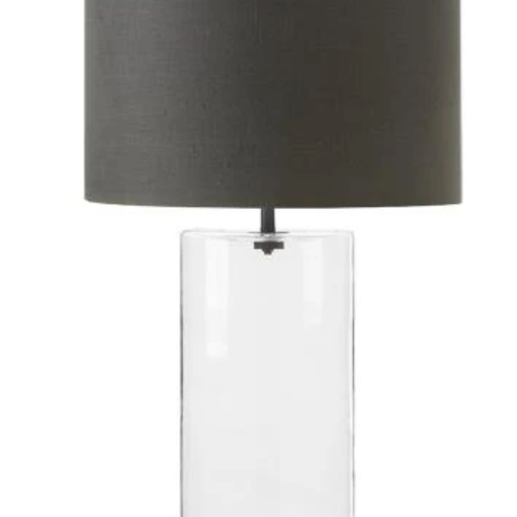 Cisco G6 Cylinder Table Lamp, Clear Glass Base with Logan Steel Shade