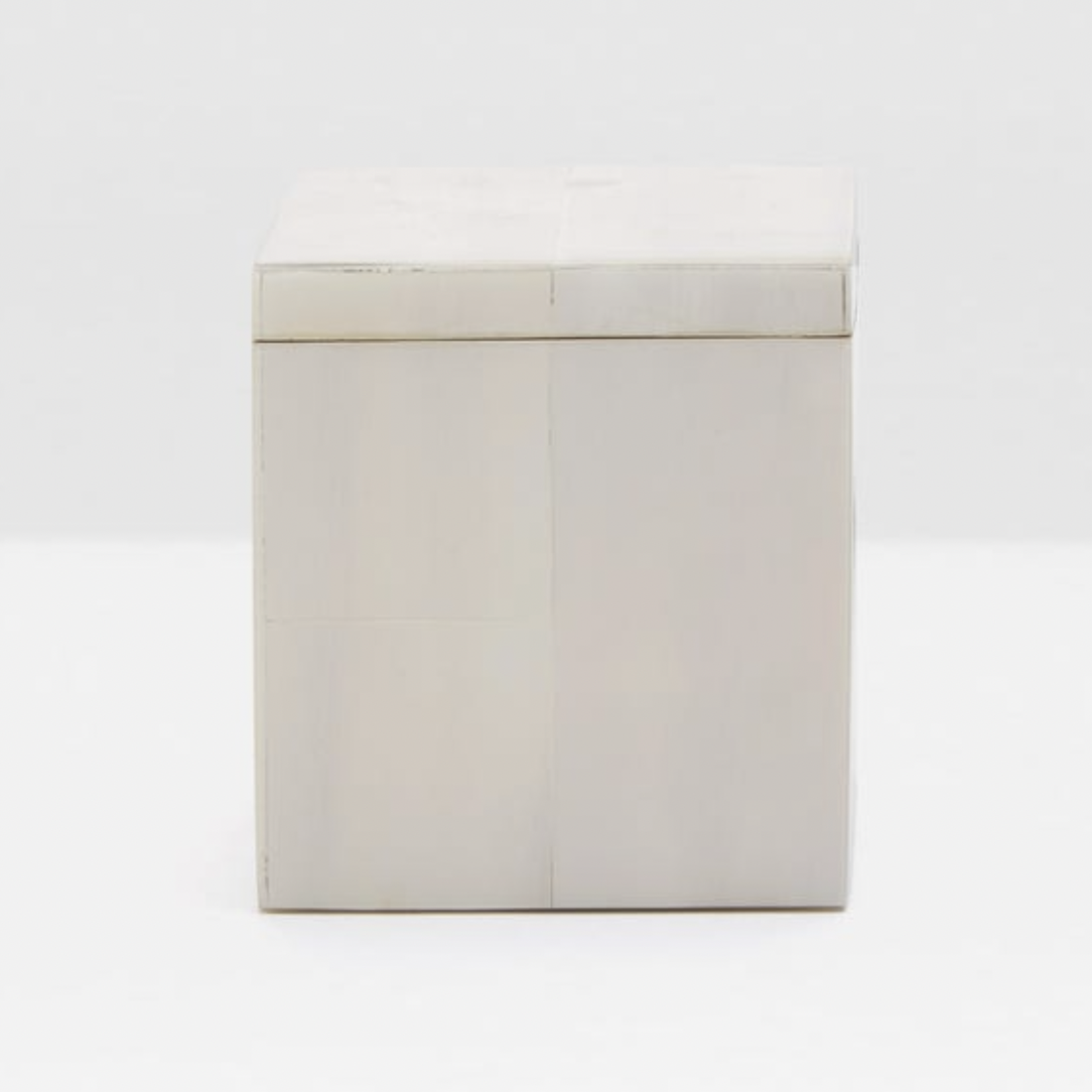 Arles Square Canister, White Faux Horn