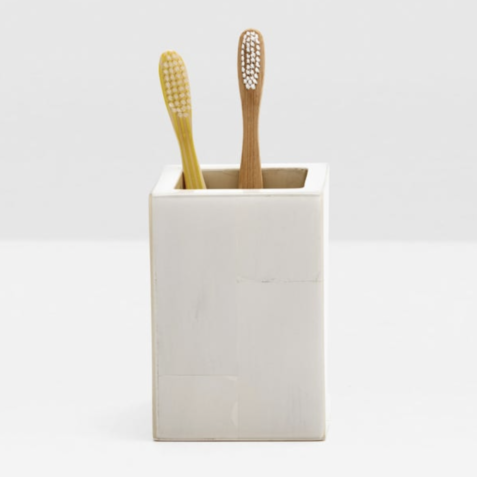 Arles Square Toothbrush Holder, White Faux Horn