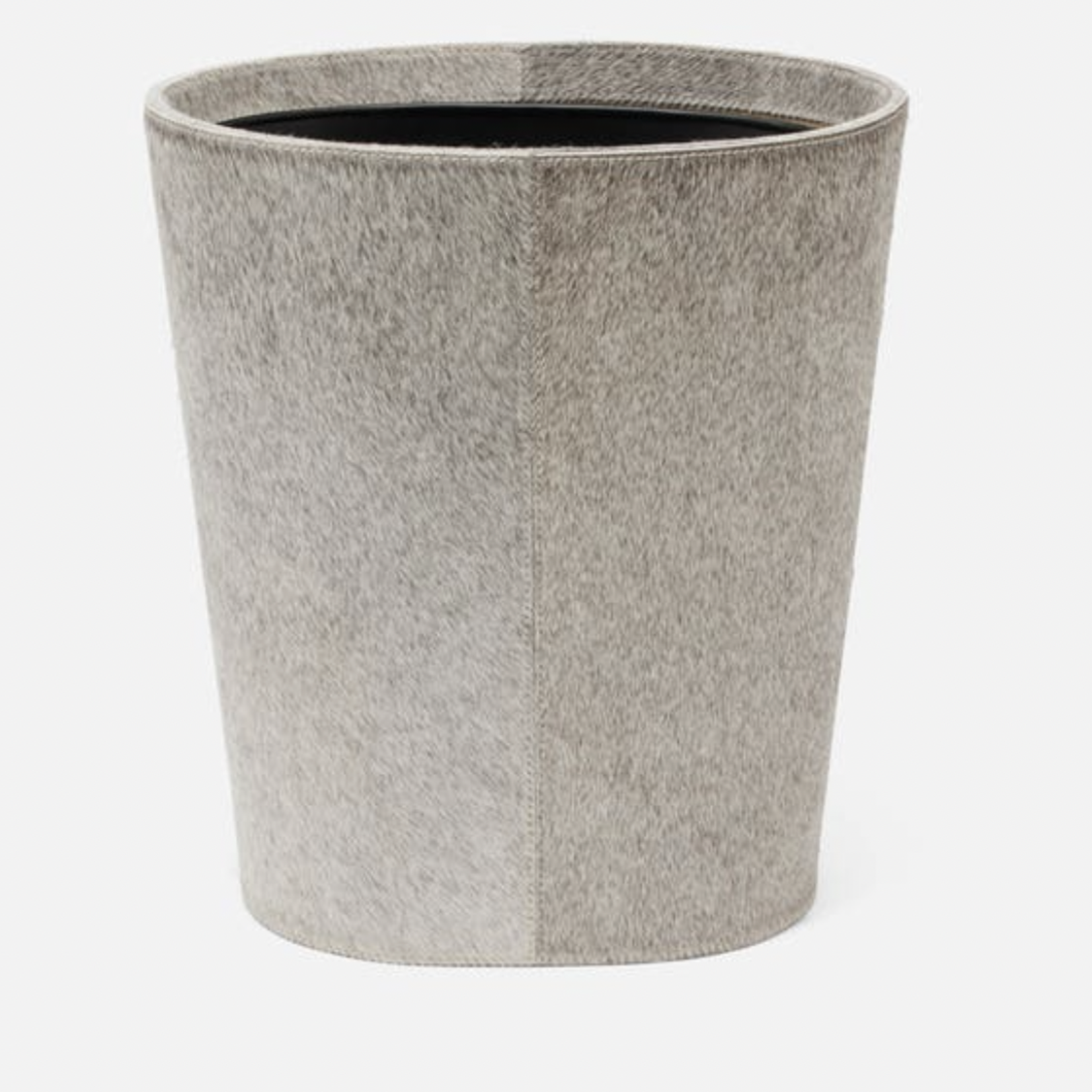 Hyde Oval Wastebasket, Gray Hair-on-Hide