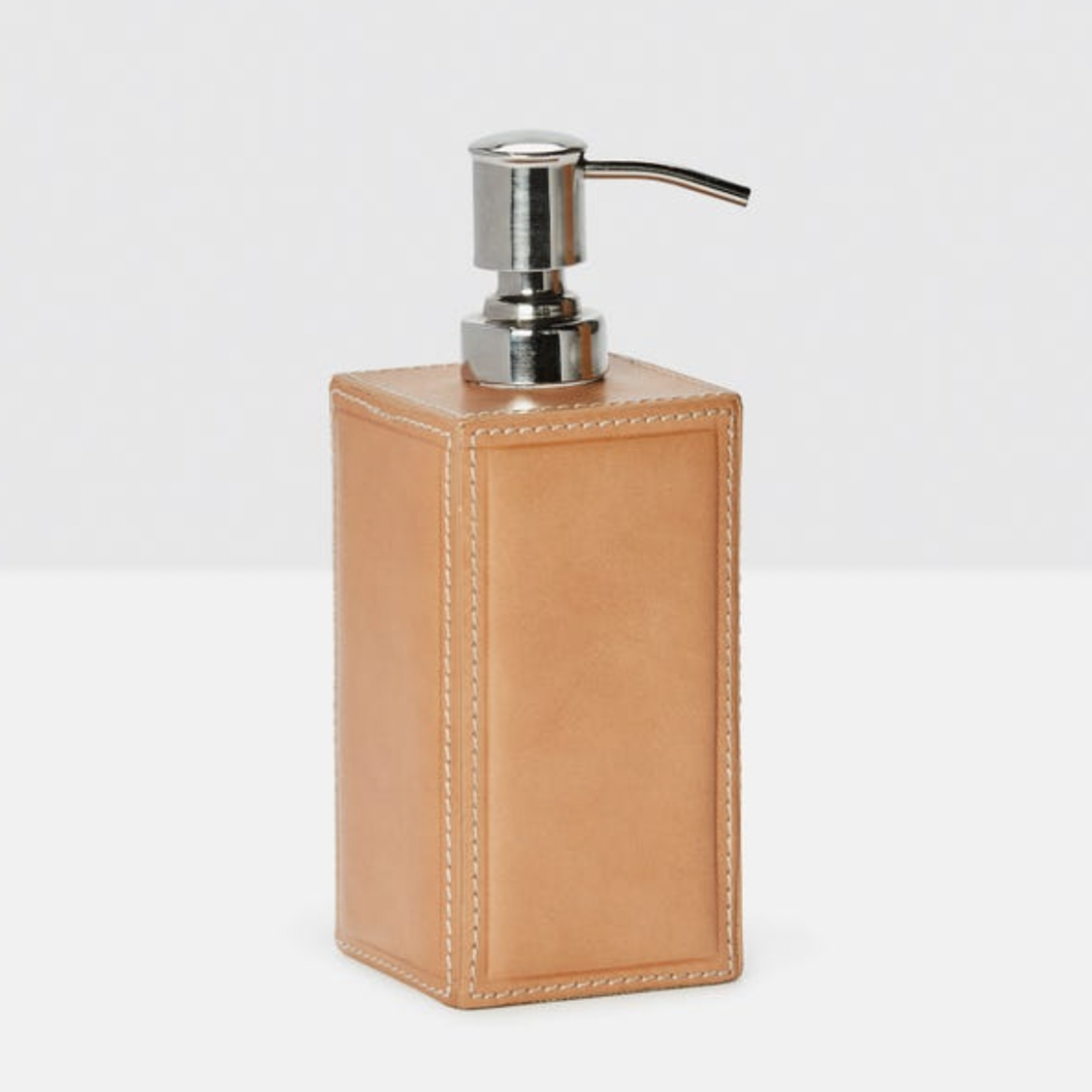 Lorient, Square Soap Pump, Aged Camel Full-Grain Leather