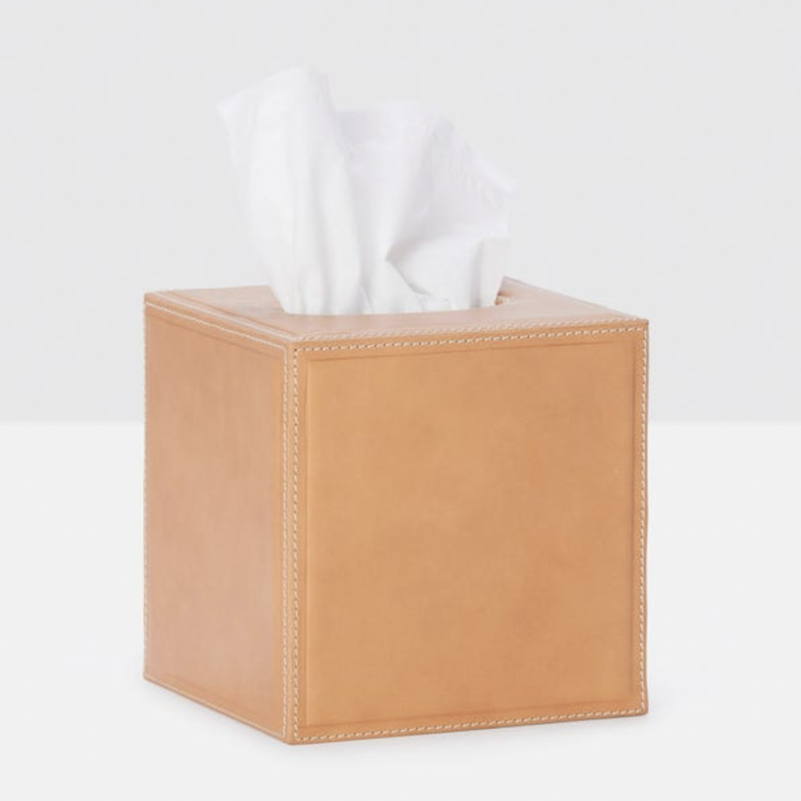 Lorient, Square Tissue Box, Aged Camel Full-Grain Leather
