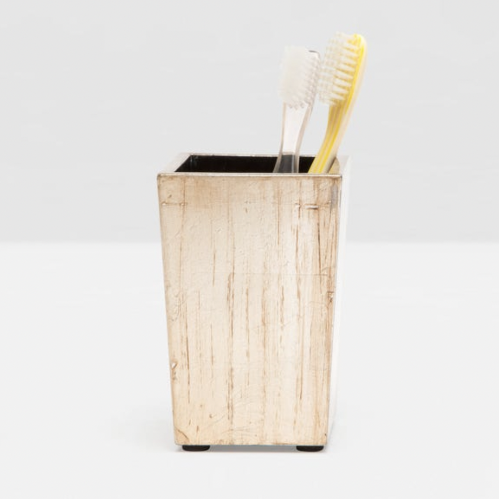 Tanlay Square Toothbrush Holder, Lacquered Silver Leaf