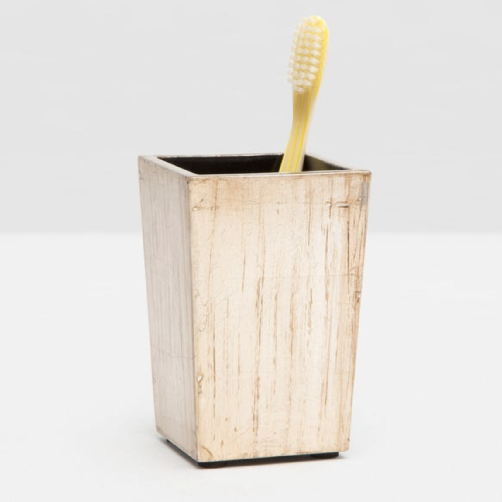Tanlay Square Toothbrush Holder, Lacquered Silver Leaf