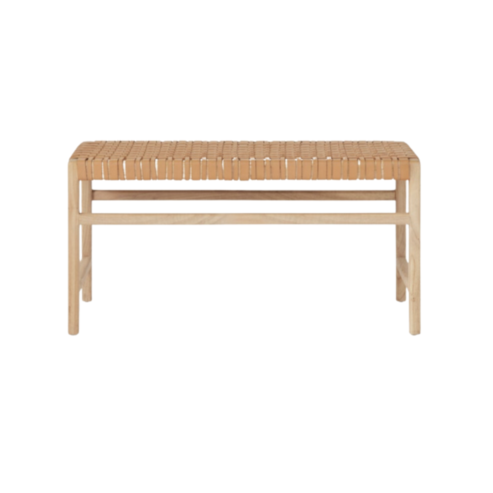 Made Goods Percy Bench, Tan/Natural, Leather/Wood