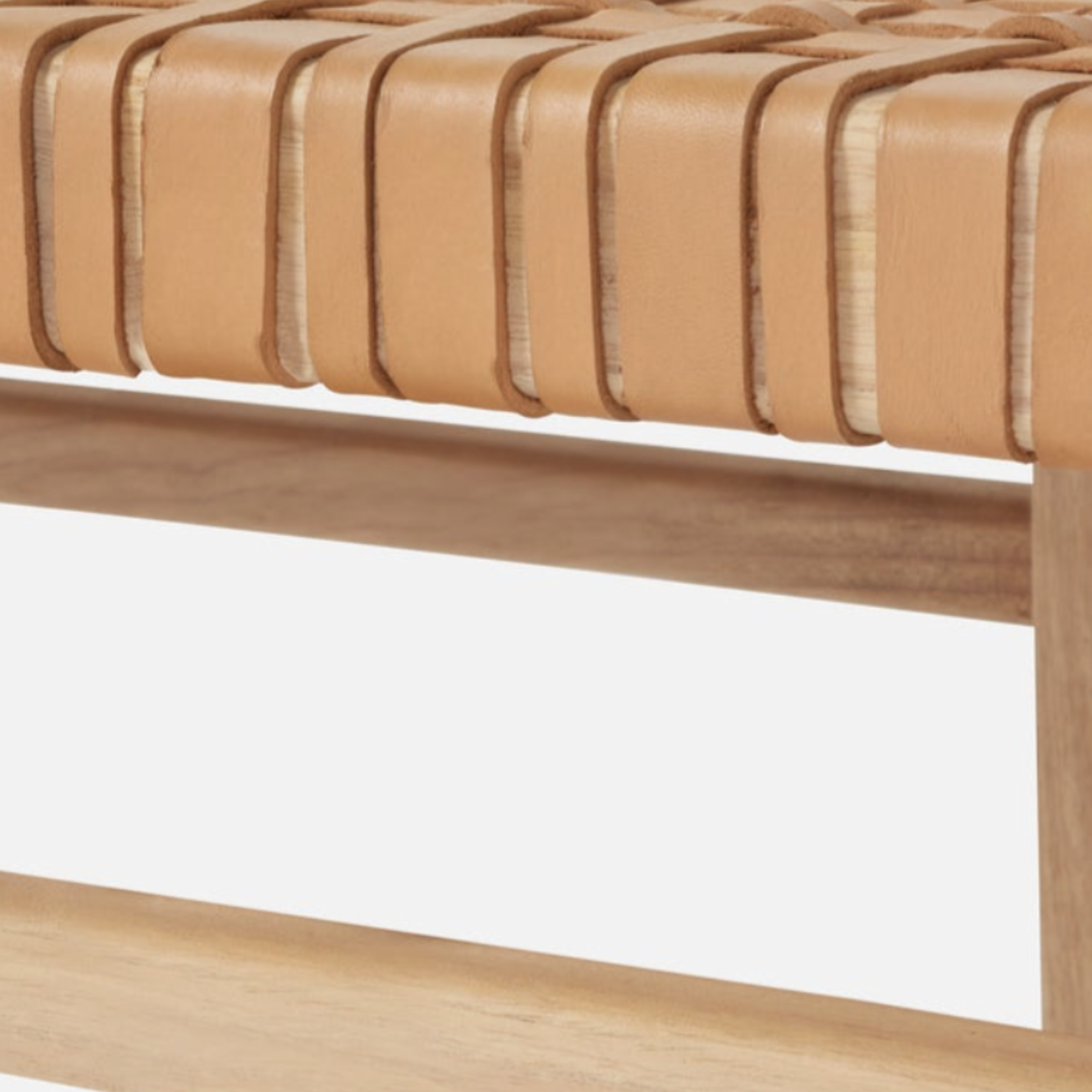 Made Goods Percy Bench, Tan/Natural, Leather/Wood