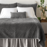 Bella Notte Renewal Silk Velvet Coverlet, Quilted with Satin Edge Fog Queen