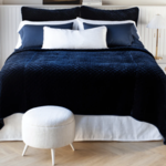 Bella Notte Renewal Silk Velvet Coverlet, Quilted with Satin Edge Midnight King