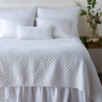 Bella Notte Renewal Silk Velvet Coverlet, Quilted with Satin Edge White King