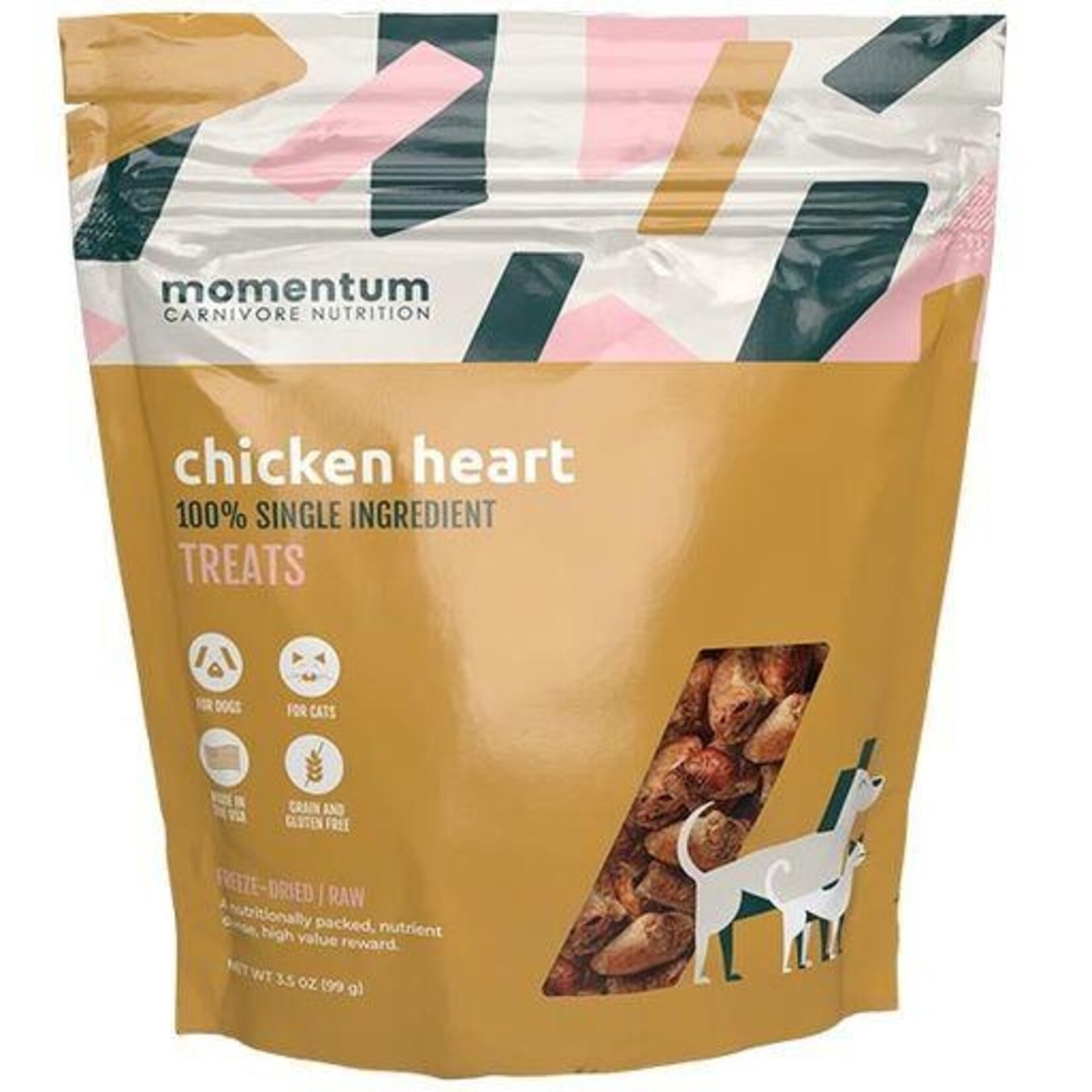 Momentum Carnivore Nutrition 3.5 oz. - Chicken Hearts - Freeze Dried Treats - Momentum / Moretti's