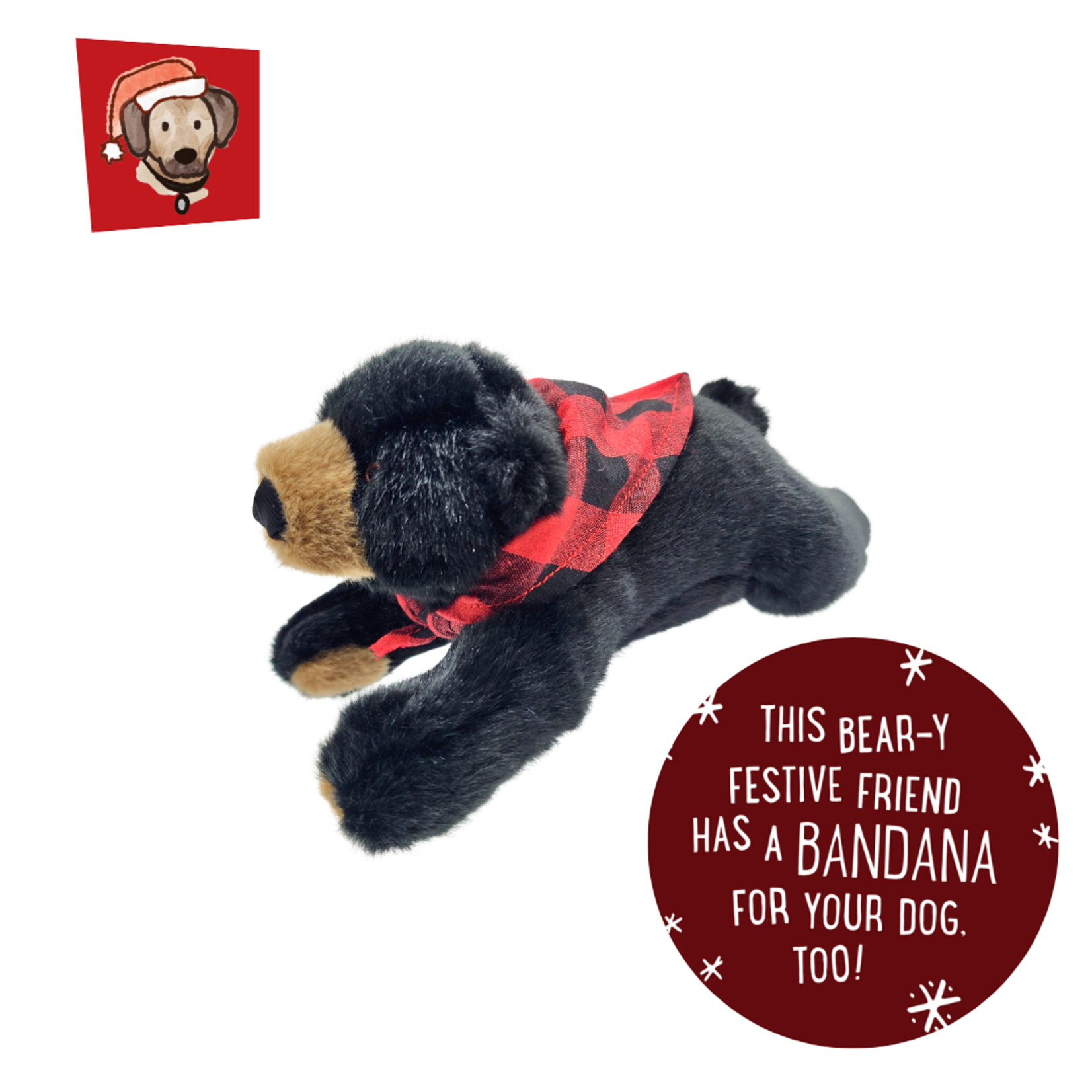Fluff & Tuff Holiday - Jan Bear - Plush Dog Toy & Bandana - Fluff & Tuff