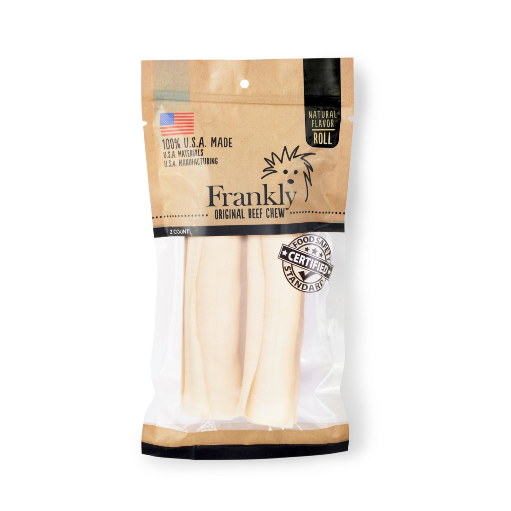 Frankly 2 pack - 7" Natural Retriever Roll - Beef Collagen Chew - Frankly