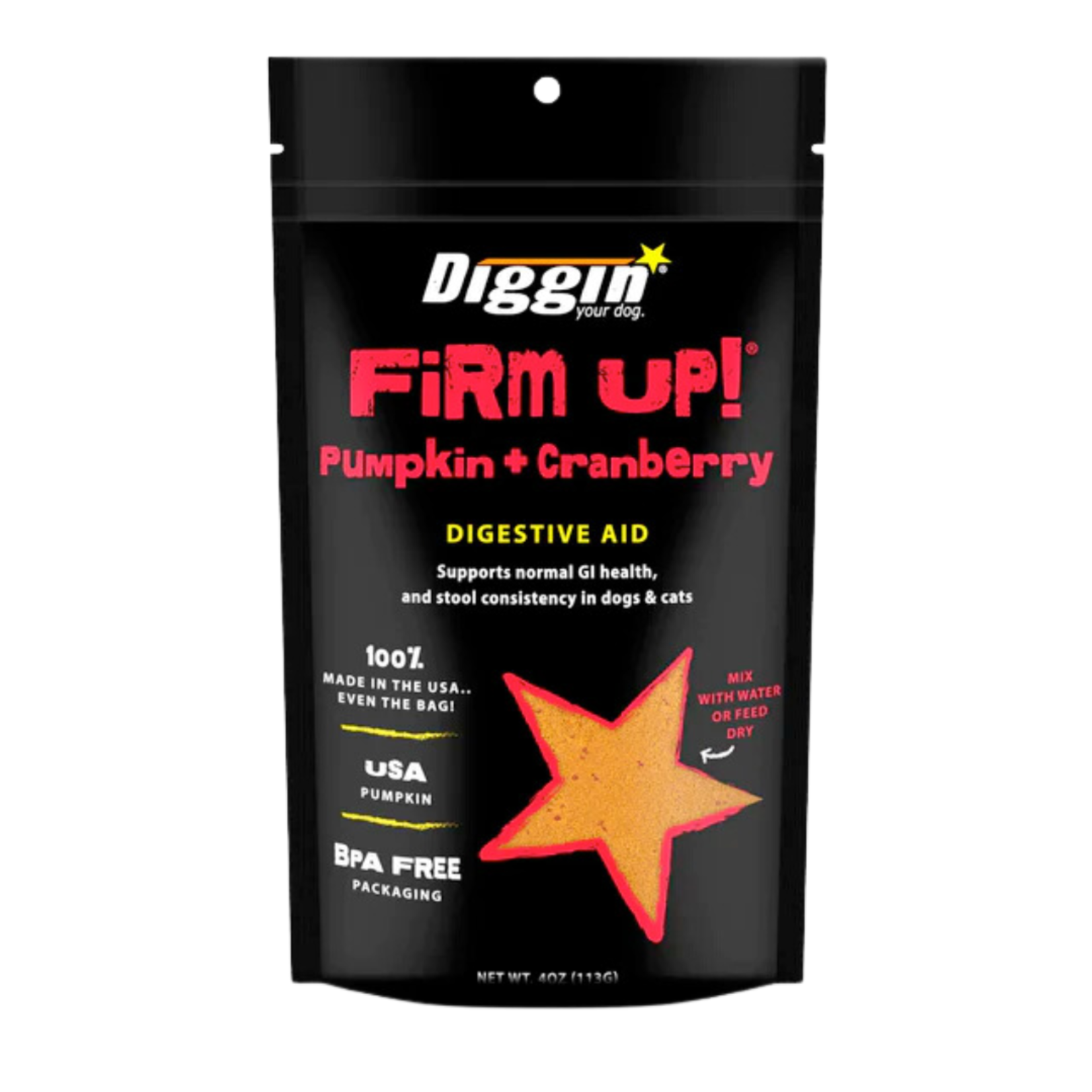 Diggin' Your Dog 4 oz. - Firm Up! - Pumpkin + Cranberry Supplement for Dogs & Cats - Diggin' Your Dog
