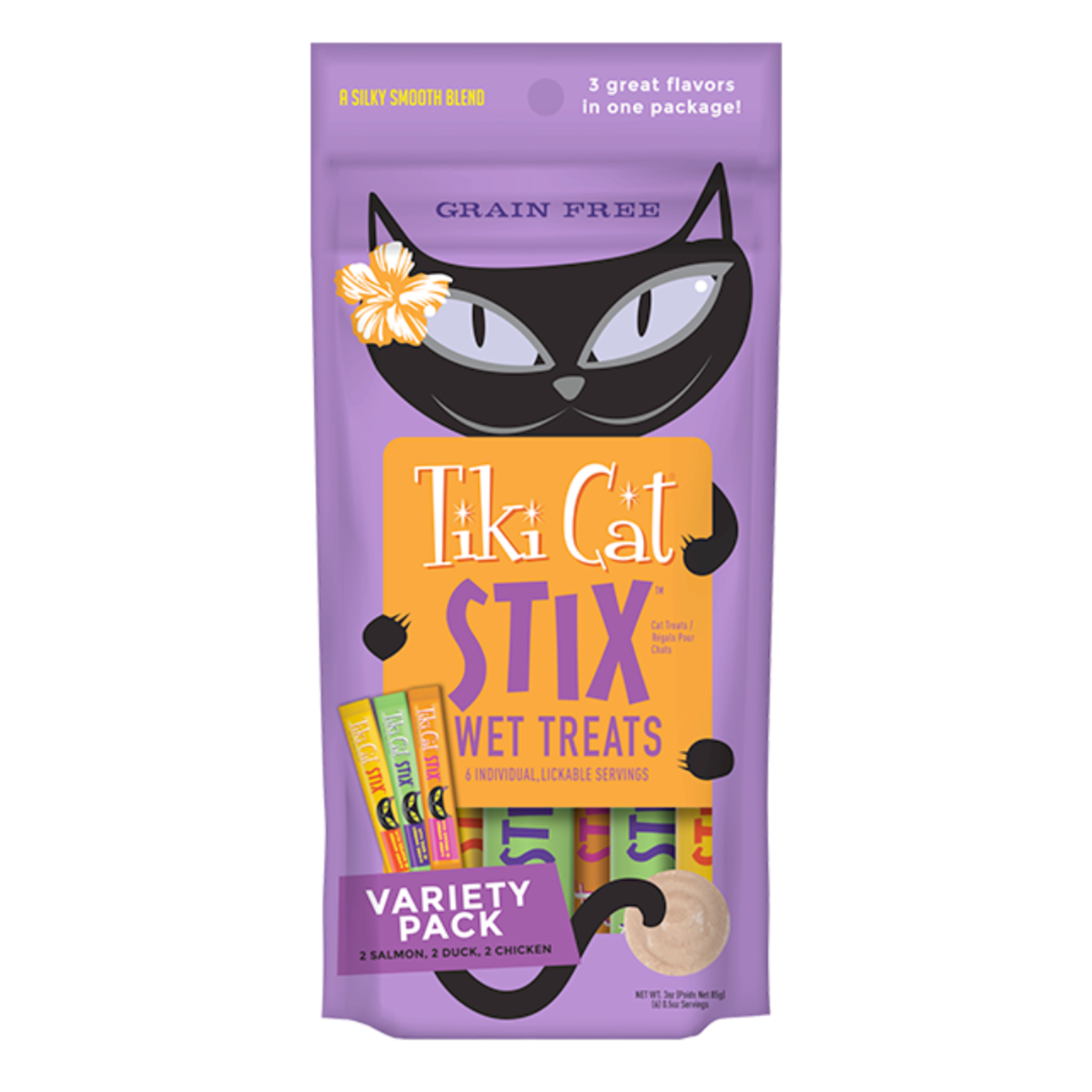 Tiki Cat / Petropics 6 Tube Variety Pack (Salmon, Duck, Chicken) - Lickable Creamy Stix Wet Treats - Tiki Cat