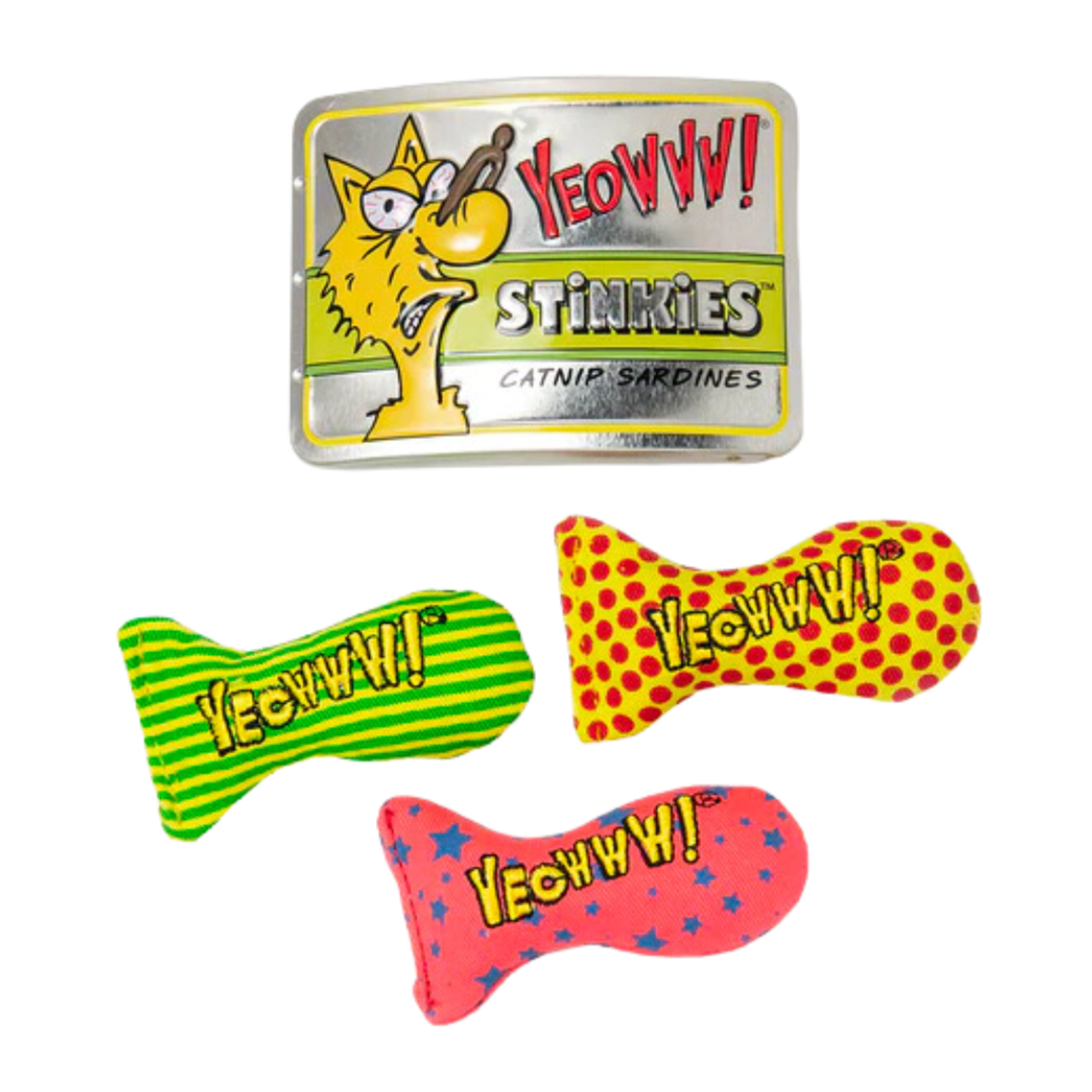 Ducky World Products, Inc. 3 pk. - Stinkies Sardine Tin - Catnip Toys - Ducky World - Yeowww!