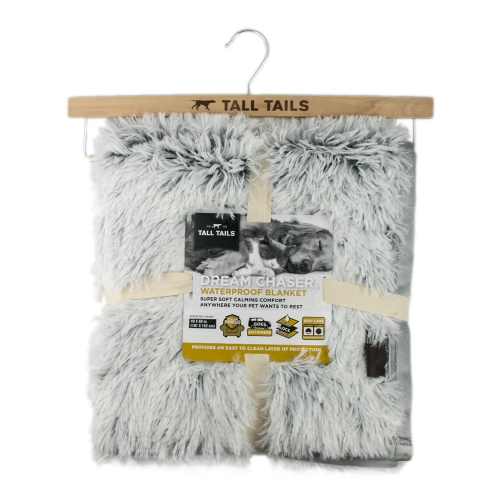 Tall Tails Lg. - 40" x 60" - Frosted Grey Shag - Dream Chaser Waterproof Pet Blanket - Tall Tails