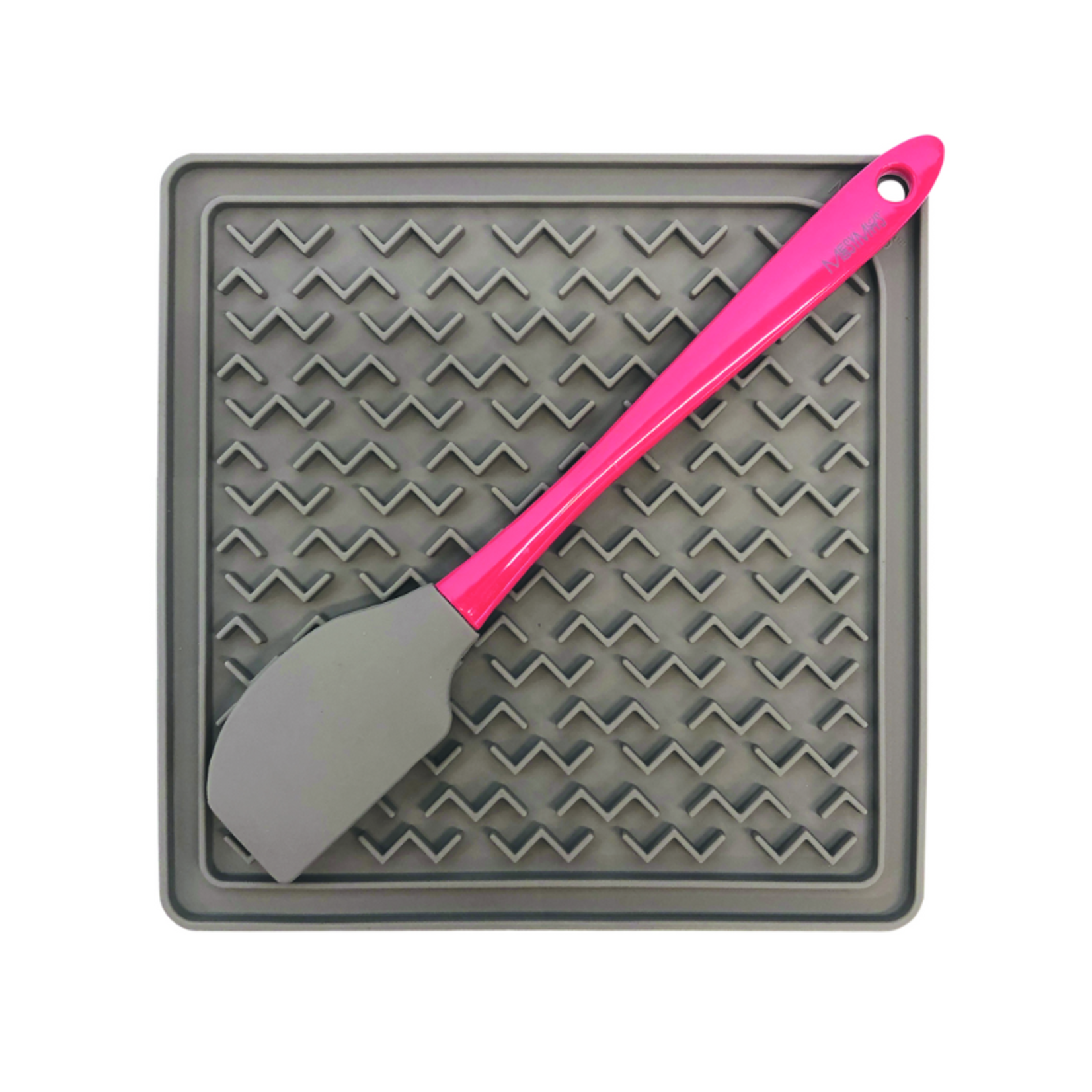 Messy Mutts 8” - Grey Silicone - Interactive Feeding Mat with Spatula - Messy Mutts